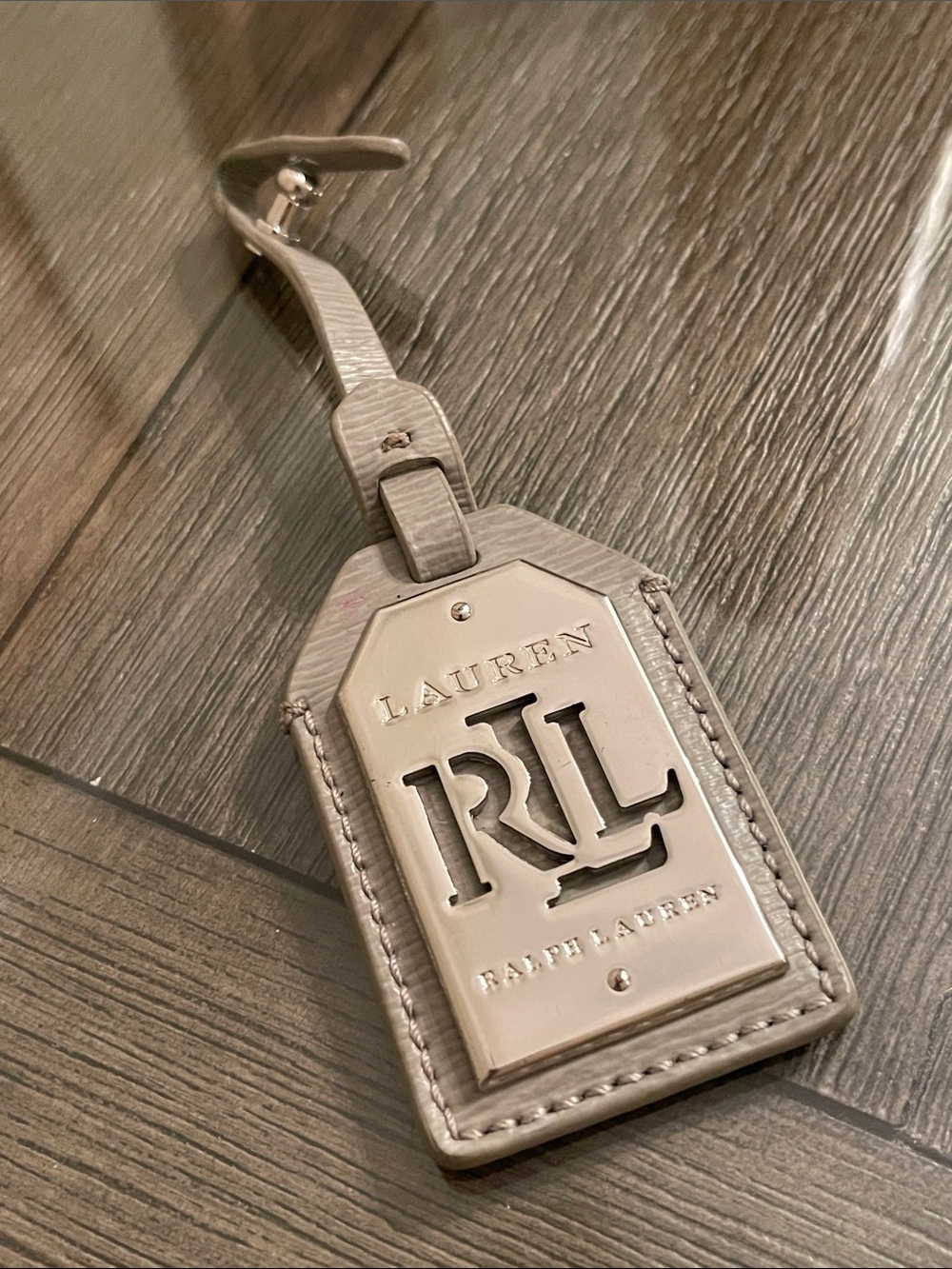 Lauren Ralph Lauren Grey & Silver Replacement Handbag Logo Hangtag - Bag Charm
